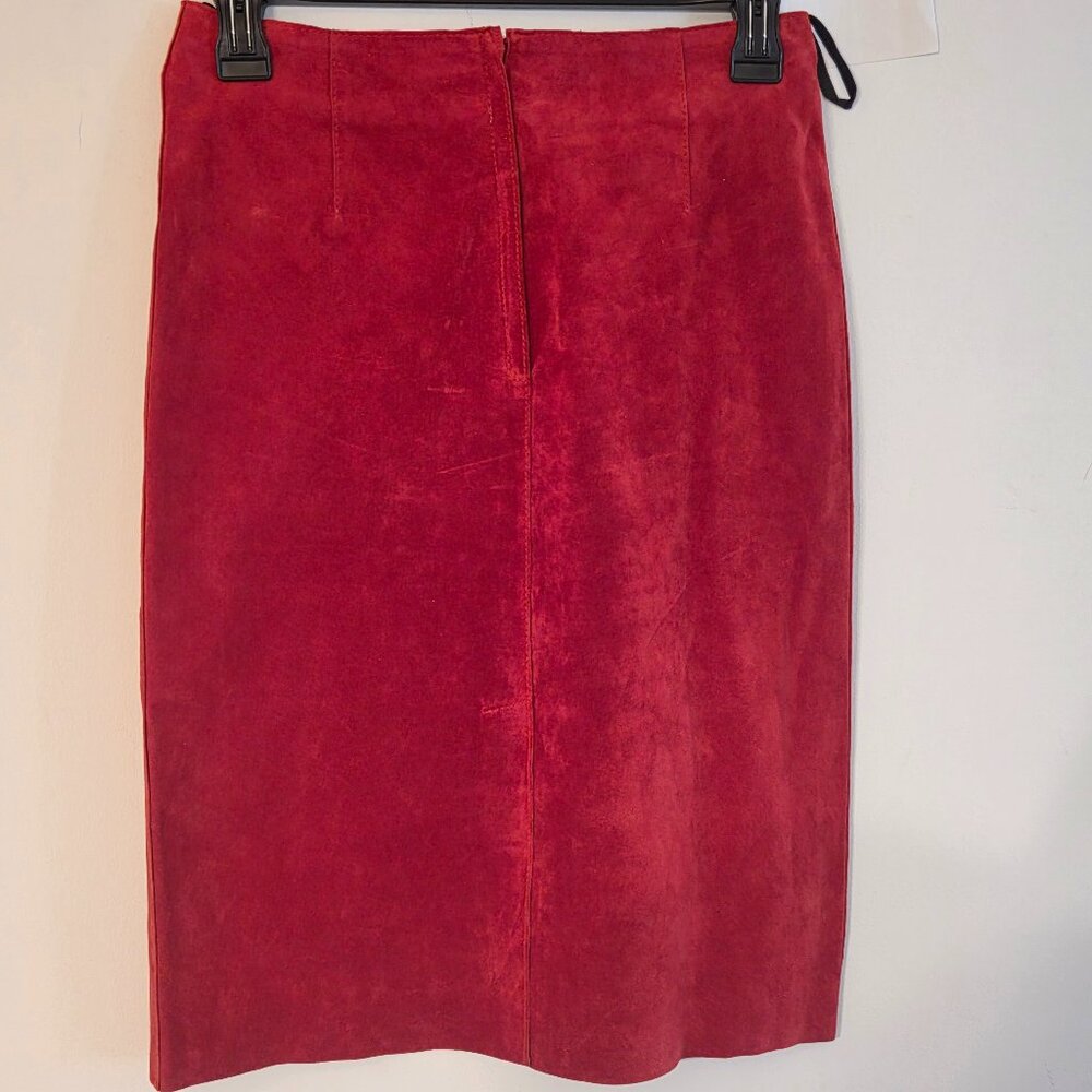 bebe Garnet Suede Leather Skirt